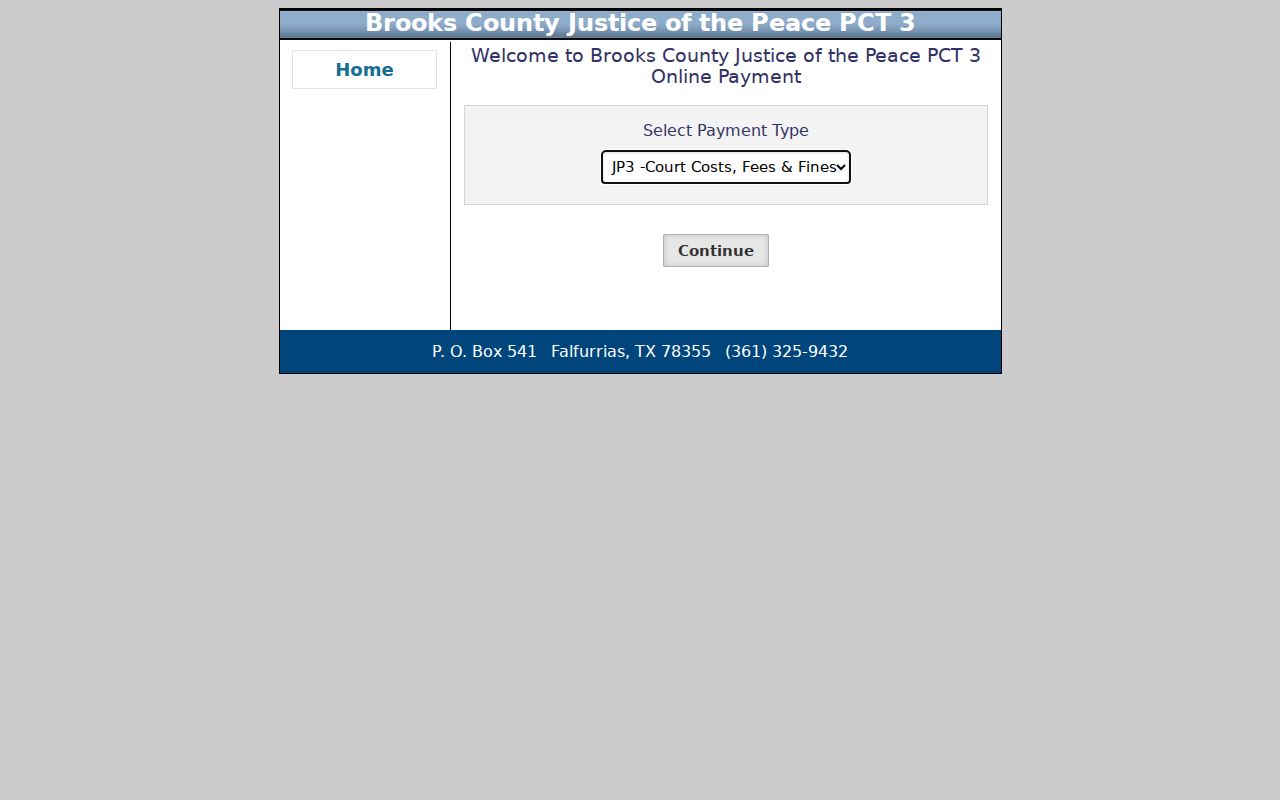 Brooks County justice court payment vendor page