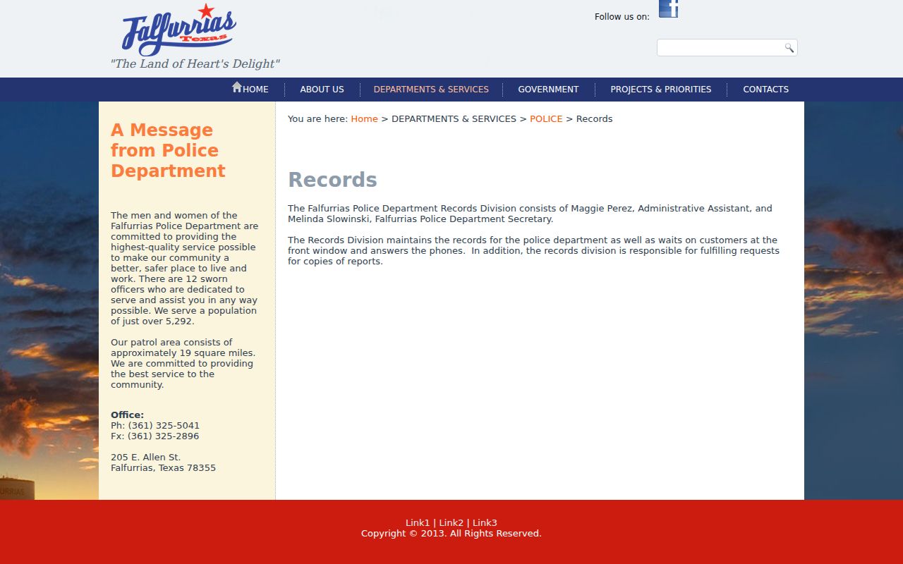 Falfurrias Police Department records information