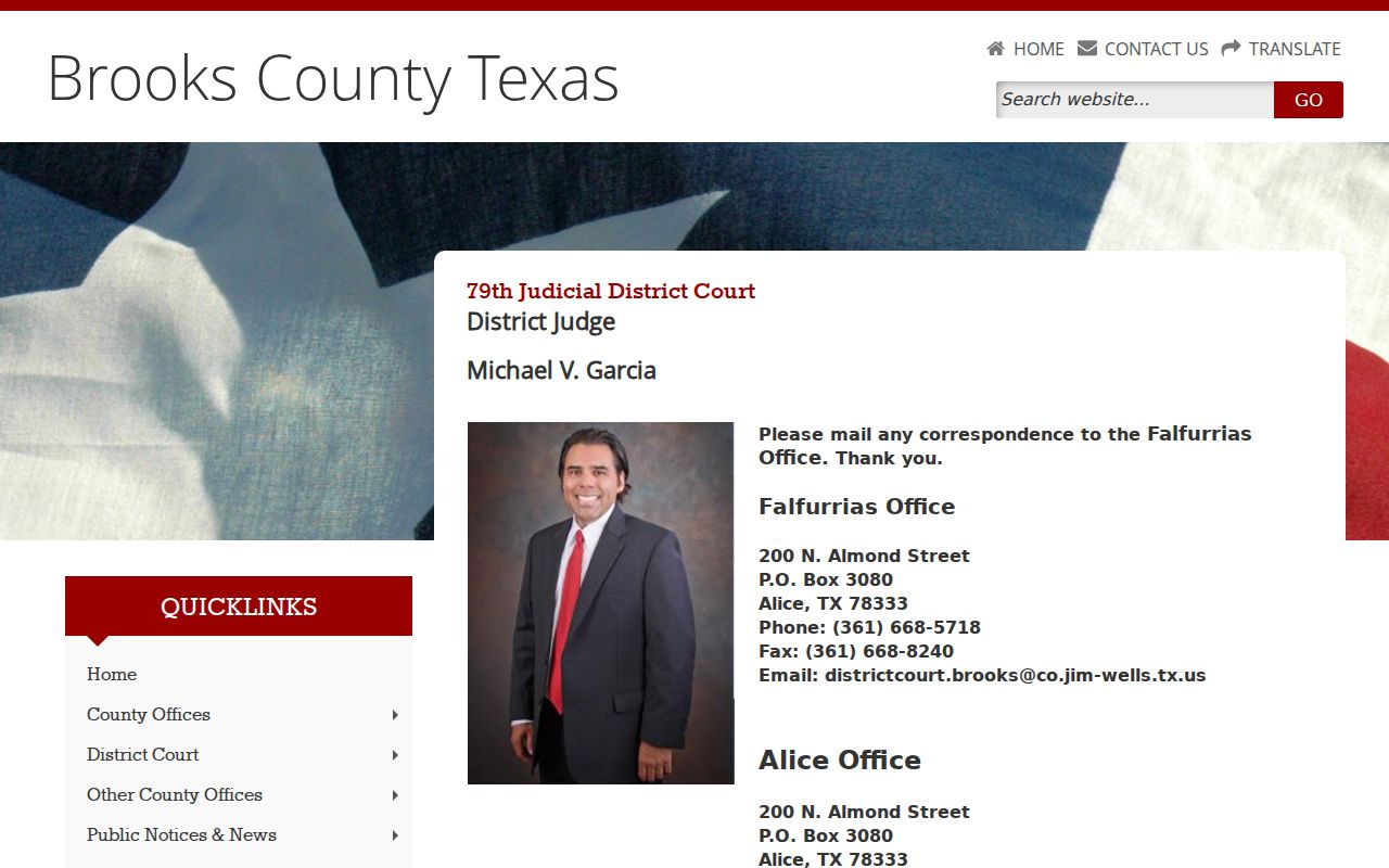 Brooks County arrest warrant 79th District Court contact page