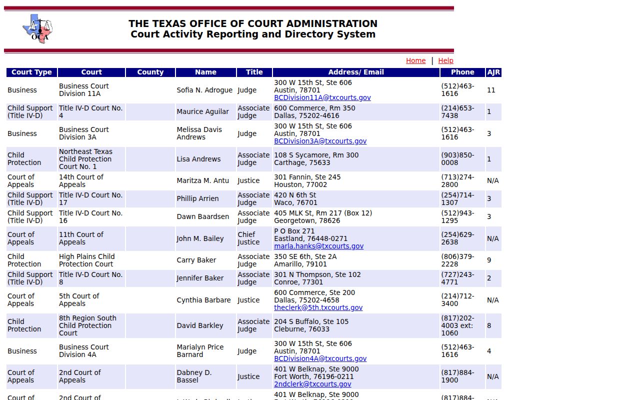 Brooks County active warrant records OCA court data interface