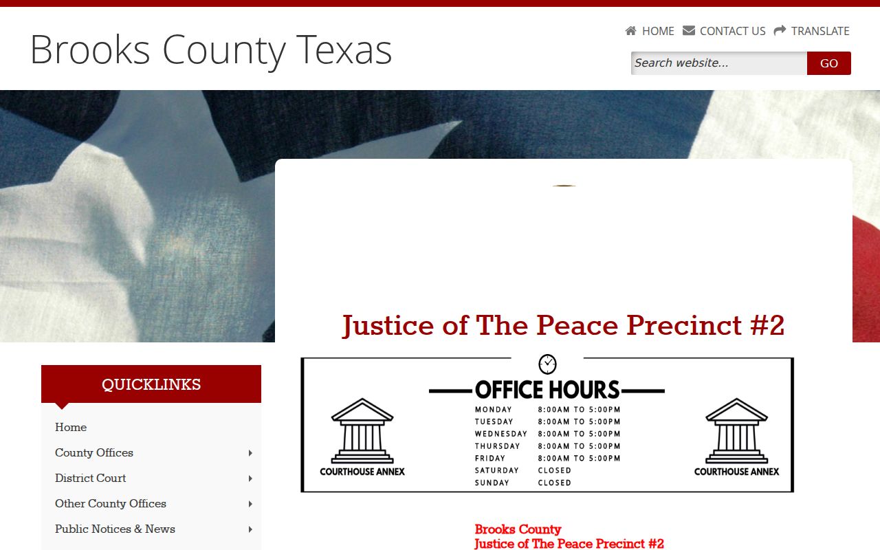 Brooks County Justice of the Peace Precinct 2 office page