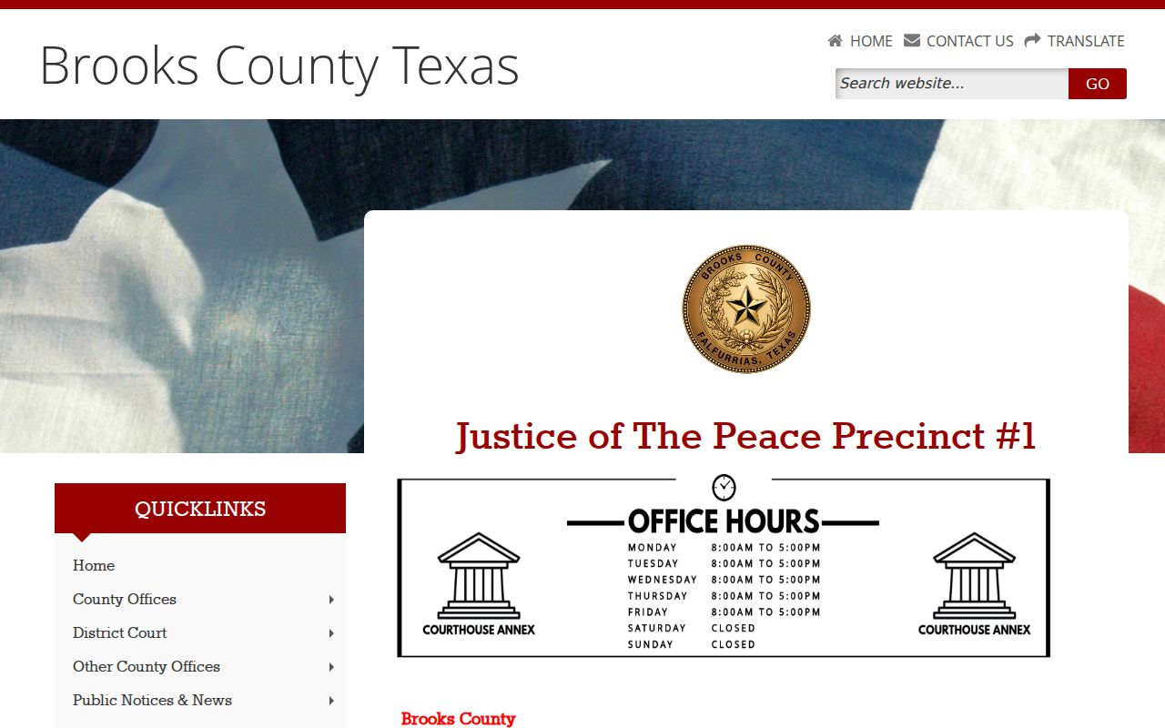 Brooks County Justice of the Peace Precinct 1 official page
